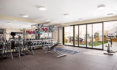 fitness center with open spaces